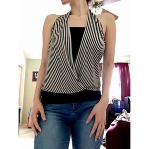 Classic striped halter blouse